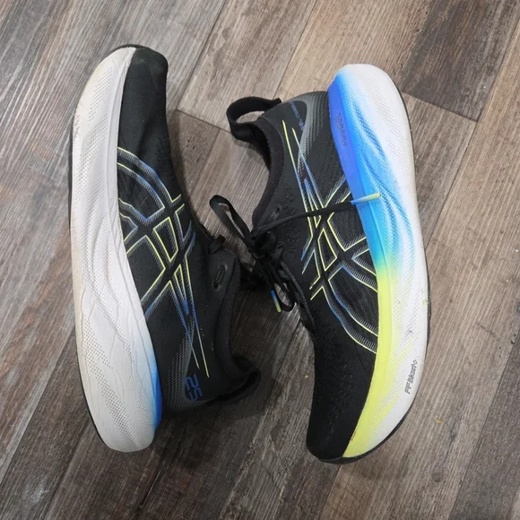 Asics Men's Black and Yellow Athletic Shoes - Picture 4 of 6